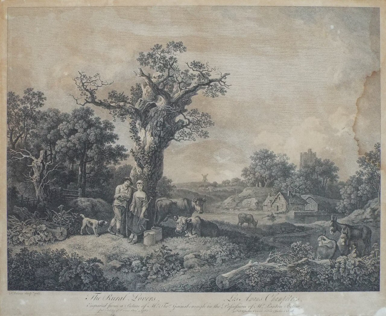 Print - The Rural Lovers. Les Amans Champetres. Engraved from a Picture of Mr. Thos. Gaisborough in the Possession of Mr Panton Beten. - Vivares